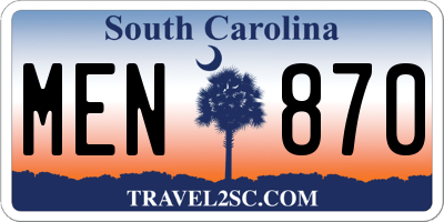 SC license plate MEN870