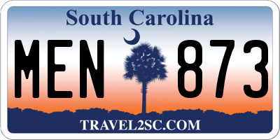 SC license plate MEN873
