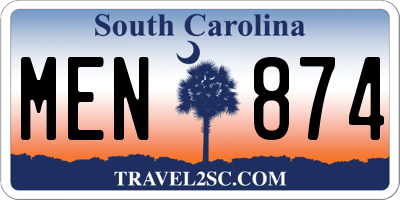 SC license plate MEN874
