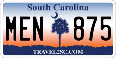 SC license plate MEN875