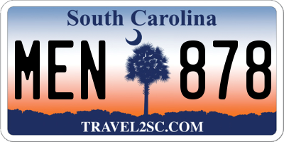 SC license plate MEN878