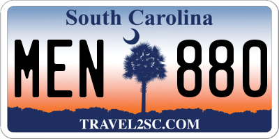 SC license plate MEN880