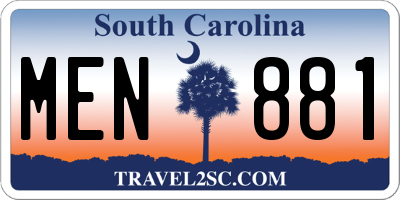 SC license plate MEN881
