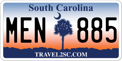 SC license plate MEN885