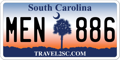 SC license plate MEN886