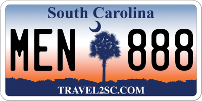 SC license plate MEN888