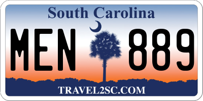SC license plate MEN889
