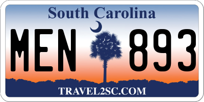 SC license plate MEN893
