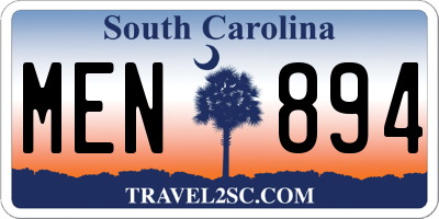 SC license plate MEN894