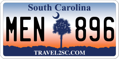 SC license plate MEN896