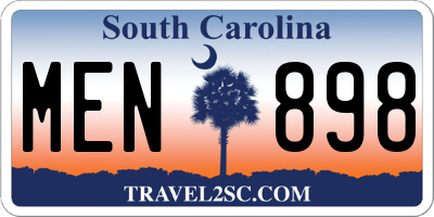 SC license plate MEN898