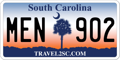 SC license plate MEN902