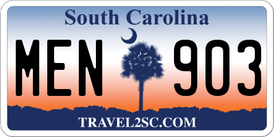SC license plate MEN903