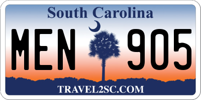 SC license plate MEN905