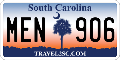 SC license plate MEN906