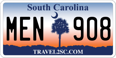 SC license plate MEN908