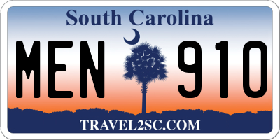 SC license plate MEN910
