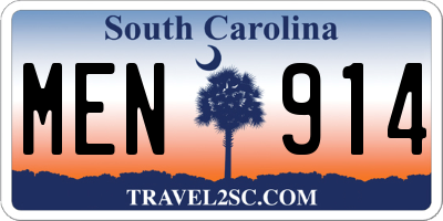 SC license plate MEN914