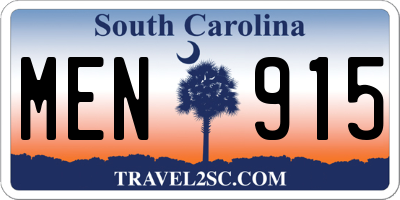 SC license plate MEN915