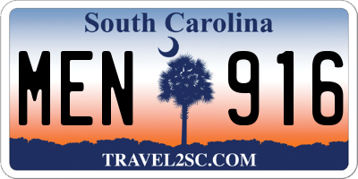 SC license plate MEN916