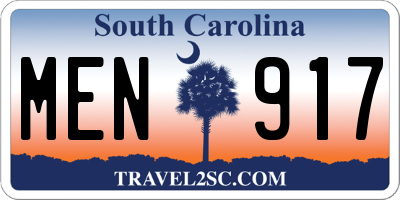 SC license plate MEN917