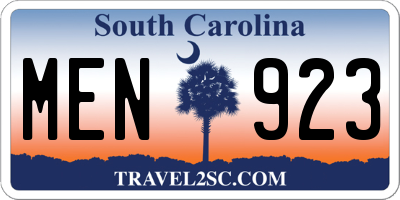 SC license plate MEN923
