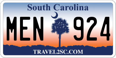 SC license plate MEN924