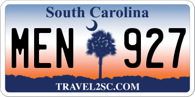 SC license plate MEN927