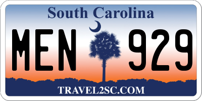 SC license plate MEN929