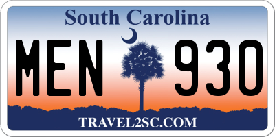 SC license plate MEN930