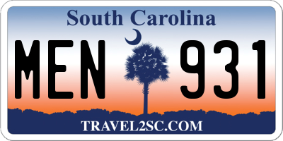 SC license plate MEN931