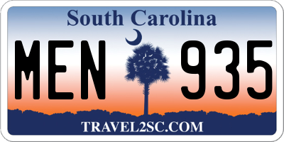 SC license plate MEN935