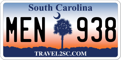 SC license plate MEN938