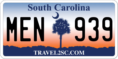 SC license plate MEN939