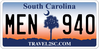 SC license plate MEN940