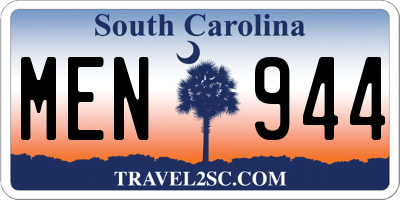 SC license plate MEN944