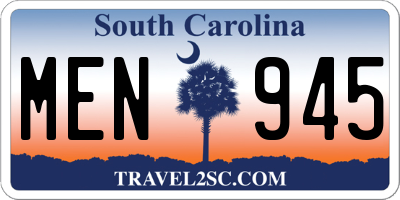 SC license plate MEN945