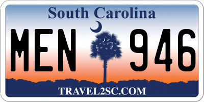 SC license plate MEN946