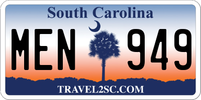 SC license plate MEN949