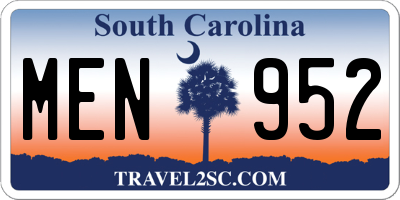 SC license plate MEN952