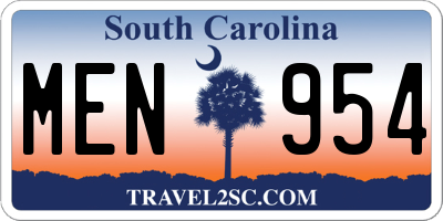 SC license plate MEN954