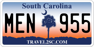 SC license plate MEN955