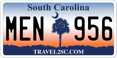 SC license plate MEN956