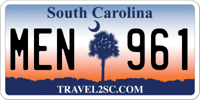 SC license plate MEN961