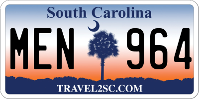 SC license plate MEN964