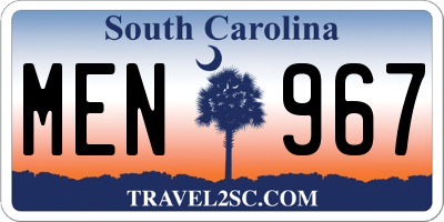 SC license plate MEN967