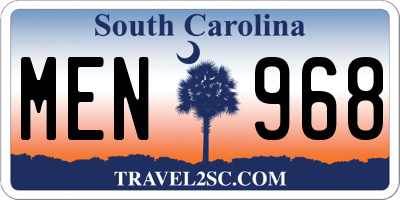 SC license plate MEN968