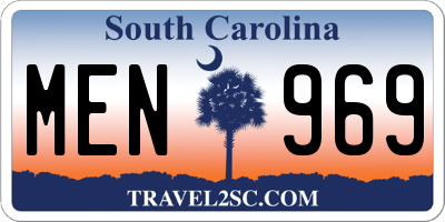 SC license plate MEN969