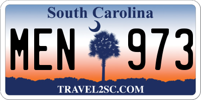 SC license plate MEN973
