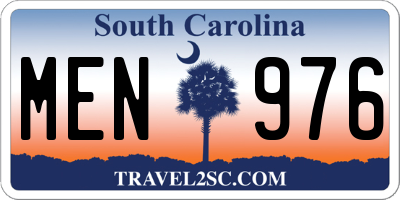 SC license plate MEN976